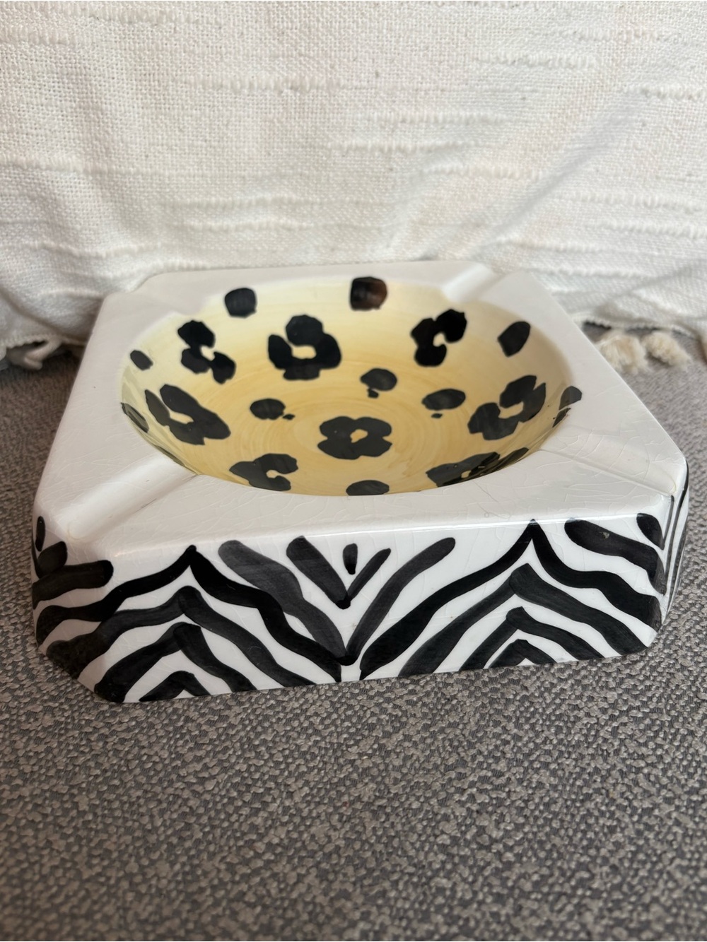 Large Ashtray Italian Hand Painted 🐆 🦓